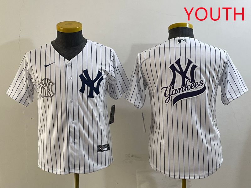 Youth New York Yankees Blank White Stripe Game 2025 Nike MLB Jersey style 25->youth mlb jersey->Youth Jersey